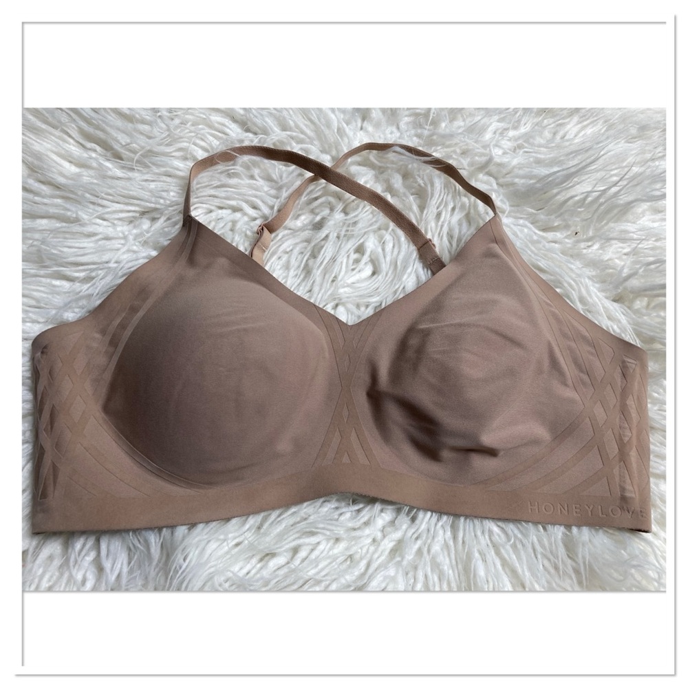 Honeylove Silhouette Bra Wire Free Lightly Padded Cup Sand Nude Tan Size Medium